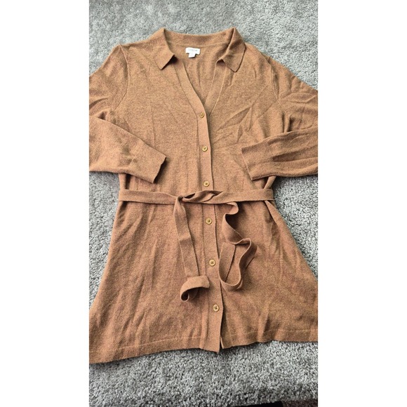 J.CREW Sweaters - J.Crew Merino Wool Blend Belted‎ Button Front Long Cardigan Brown Sweater Small